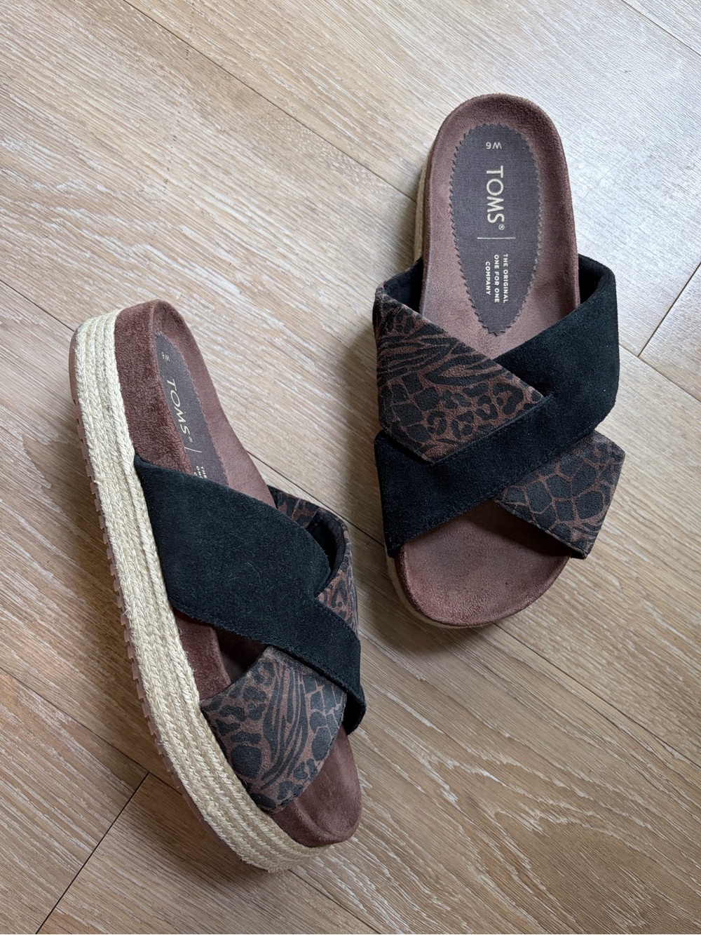 TOMS Suede Paloma Platform Sandals w/ Leopard Print